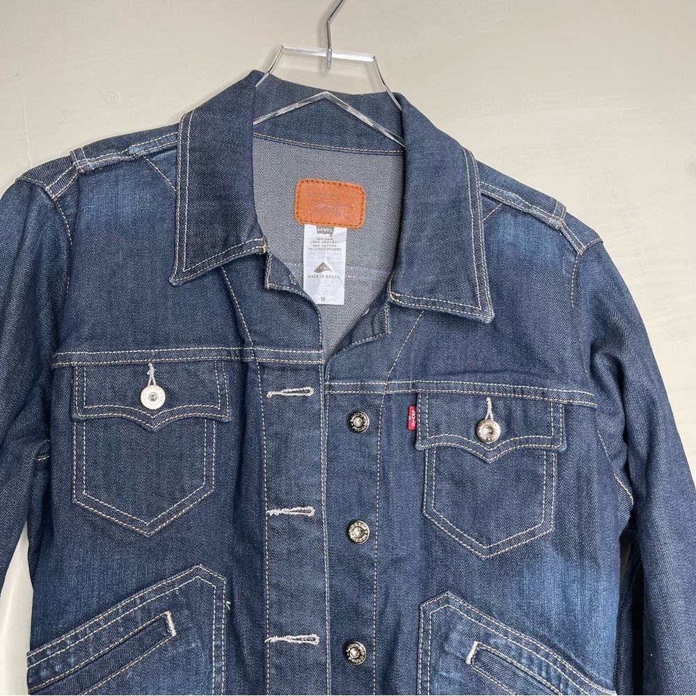 LEVI'S Jean Jacket Button Front Dark Blue Denim Jacket made in Brazil